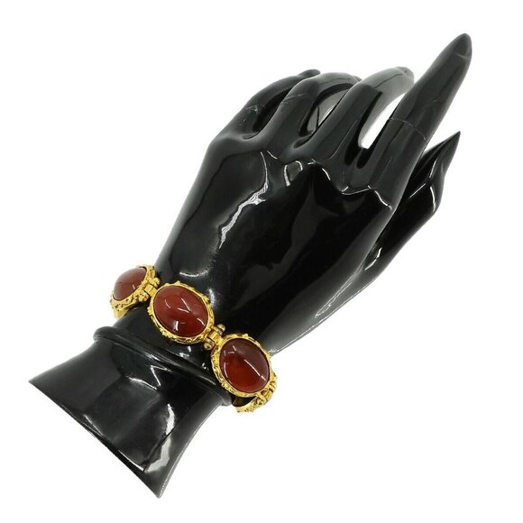 CHANEL Color Stone Bracelet Red Gold 96A Vintage Accessory 90224055 - Picture 6 of 7